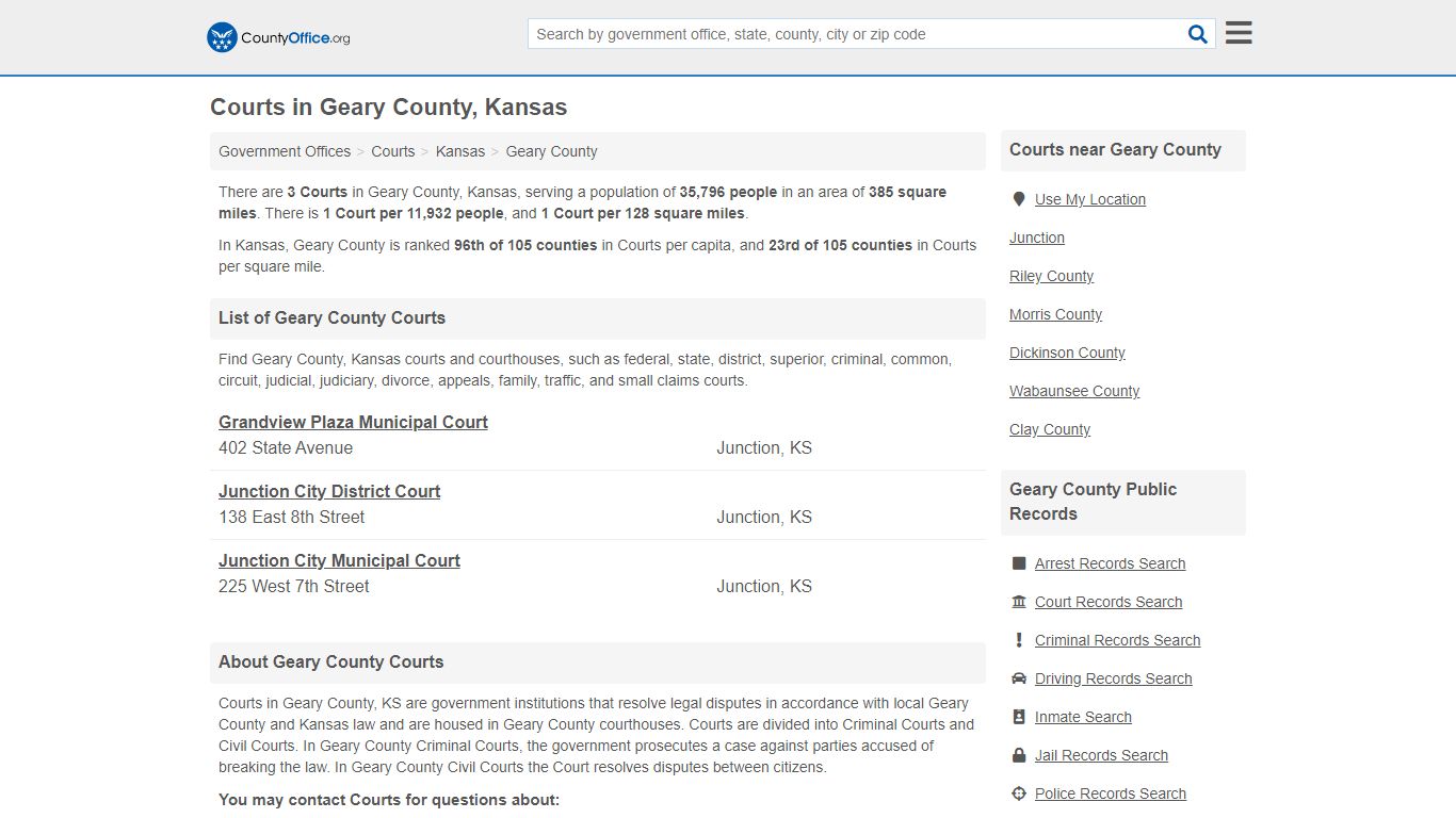 Courts - Geary County, KS (Court Records & Calendars)